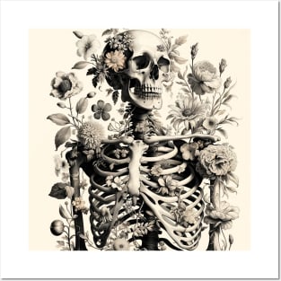 Floral Skeletons: Botanical Elegance Meets Anatomical Intrigue in 18th-Century Illustration Posters and Art